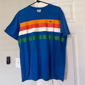 Lacoste Men's Blue Multi-Stripe T-Shirt